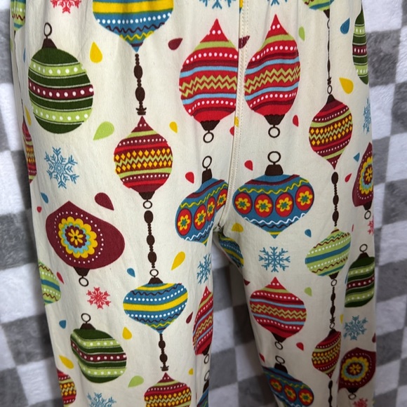 O/S retro print ornament, holiday leggings cream - Picture 1 of 5